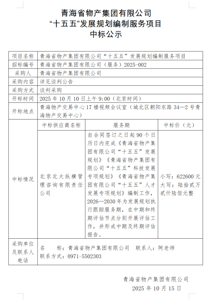 QMH官网 &ldquo;十五五&rdquo;发展规划假造服务项目 中标公示